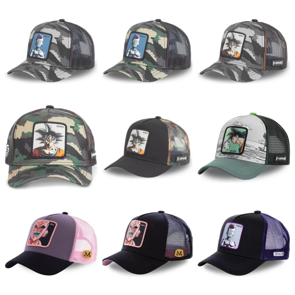 Dragon Ball Son Goku-Kappe, Sommer-Reisekappe mit Schirm, Herren-Kappe mit Stickerei, im Hip-Hop-Stil, Sonnenvisier, verstellbare Trucker-Kappe aus Netzstoff