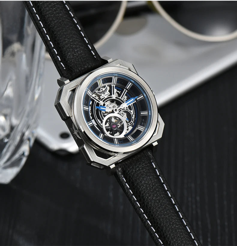 Yelang V1216 Men Watch Luxury Brand Watch 42mm Hollow Dial Japan MIYOTA 8N40 Automatic Movement 100M Waterproof Watch Luminous