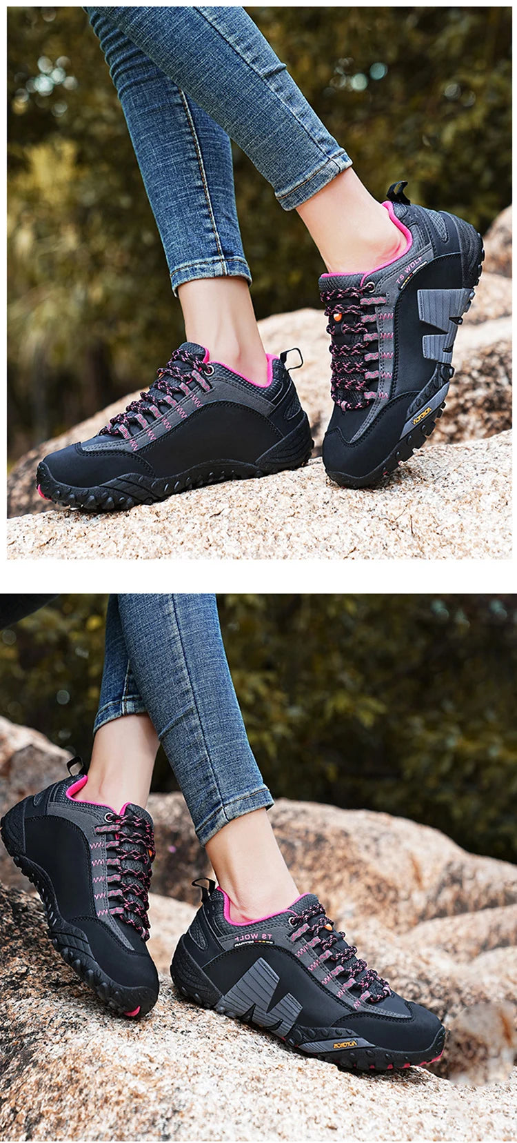 Scarpe da alpinismo da uomo in vera pelle per sport all'aria aperta, antiscivolo, da alpinismo ed escursionismo, scarpe traspiranti da turismo