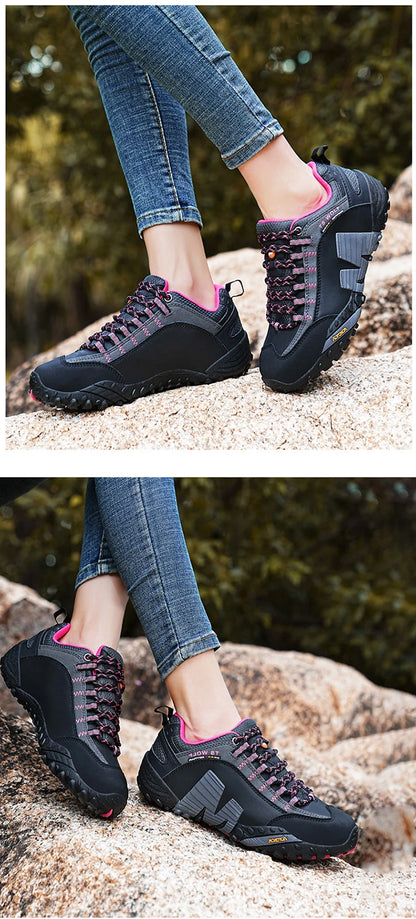Scarpe da alpinismo da uomo in vera pelle per sport all'aria aperta, antiscivolo, da alpinismo ed escursionismo, scarpe traspiranti da turismo
