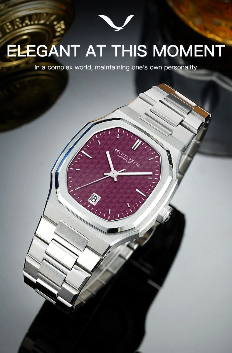 2026 New Luxury Specht & Söhne Watch 37MM Automatic Watches For Men 8215 Movt Sapphire Crystal Stainless Steel 50M Waterproof