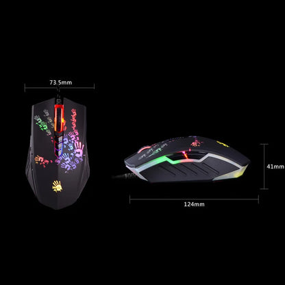 A4Tech Bloody A60 Gaming Mouse,RGB Mouse,Drag Click , 6200 CPI, 8 Macro Keys, X'Glide Metal Boot, 1000 Hz Adjustable