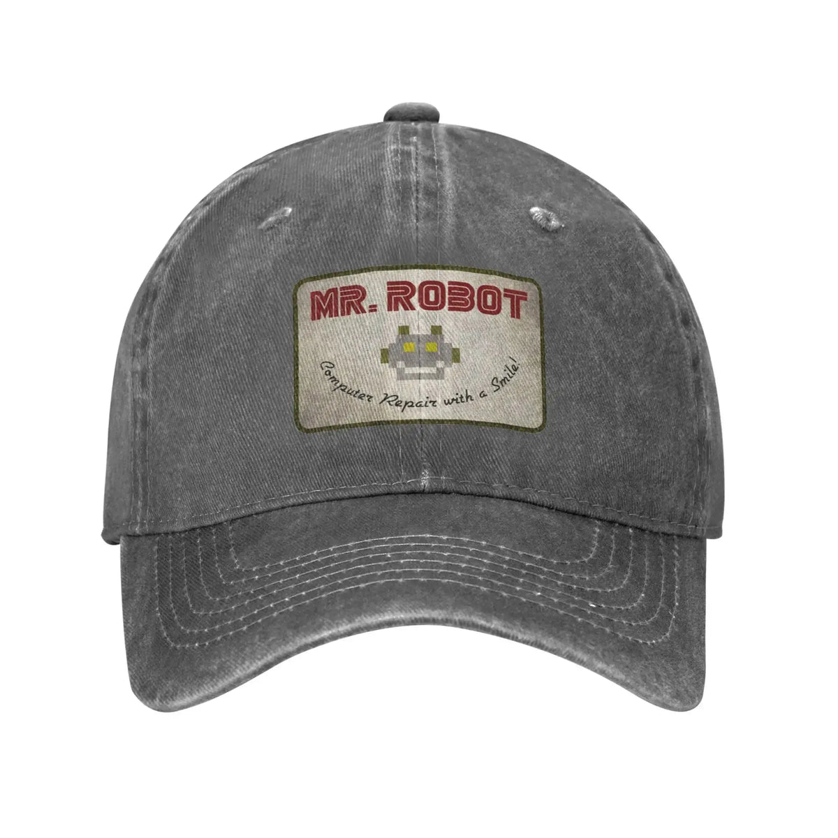 Computer mit Sourires Anime Funny Mr Robot Individuell gestaltete Retro-Cowboy-Baseballkappen für Herren aus Denim, Sonnenhut, Hip-Hop-Kappe
