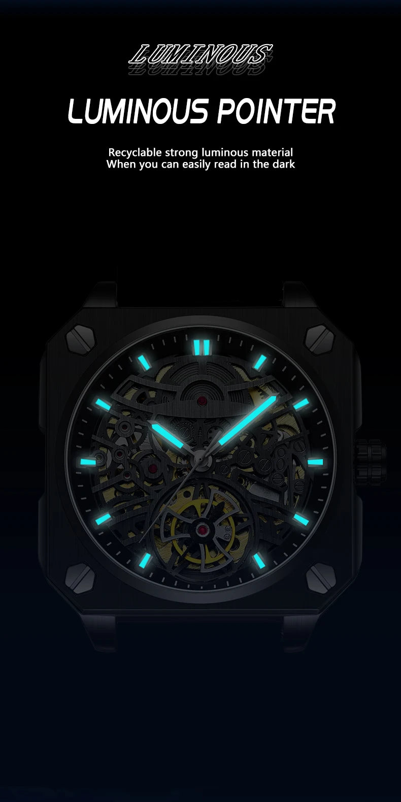 BINBOND mechanical wristwatches for men luxury luminous waterproof automatic accurate tourbillon men's watch skeleton reloj