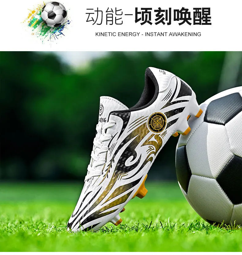Scarpe da calcio originali da uomo, scarpe da allenamento, scarpe da calcio per bambini antiscivolo da esterno con tacchetti lunghi, scarpe da futsal da uomo, taglie 32-45