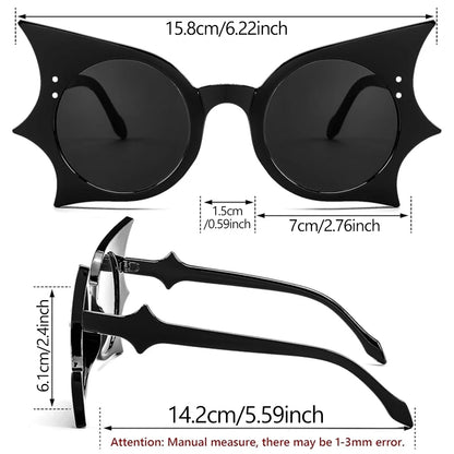 1-36Pcs Bat Sunglasses Black Retro Punk Hip Hop Style Sunglasses for Halloween Everyday Life  Party Fashion role play decoration