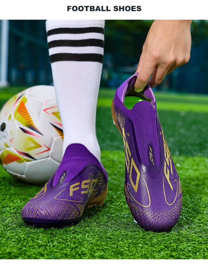 Botas de fútbol para hombre, antideslizantes, para niños, para exterior, zapatillas de fútbol superventas, para partido sobre césped, de alta calidad, con tacos, de caña alta y ligeras