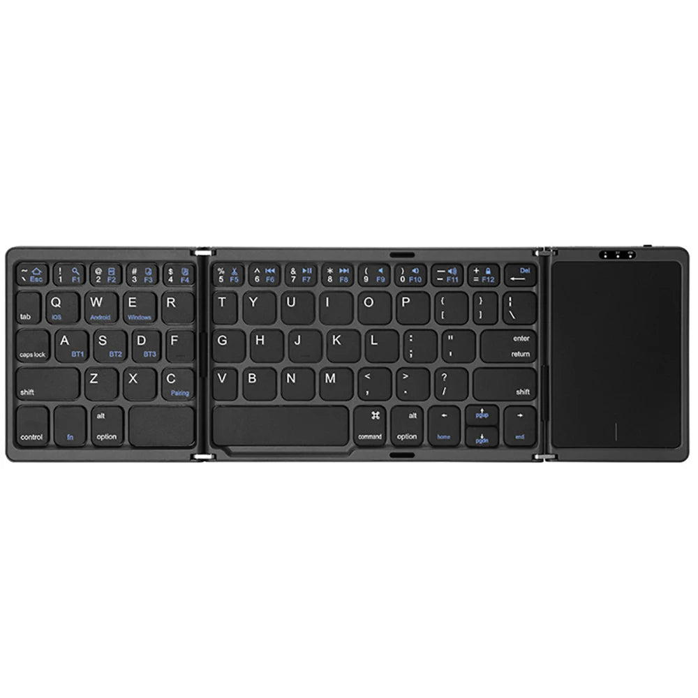Tri-Bluetooth Keyboard Tri-fold keyboard with Touchpad Portable Mini Keyboard Rechargeable Keyboard for PC Windows Android IOS