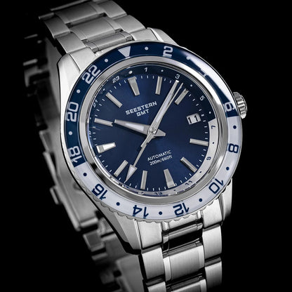 SEESTERN Men of Watch Office GMT Automatic NH34 Movement Sapphire Glass Bezel 20bar Waterproof Diver Mechanical Wristwatch S456
