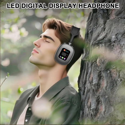 MAX600 Wireless Bluetooth 5.3 Head-Mounted Headset with Digital Display, Card Reader, Bone Conduction Neckband Headphones with Noise Cancelling