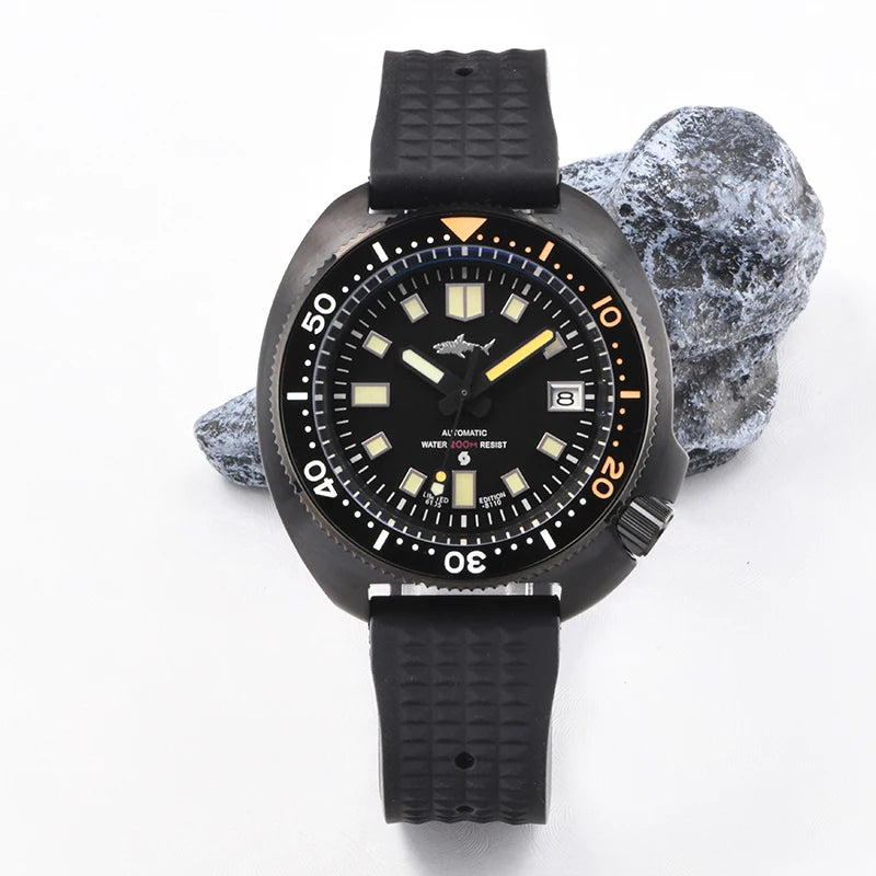 Relógio de Homem Heimdallr 44mm PVD 6105 Diver, Movimento Automático Japonês NH35, Impermeável 200M, Luneta em Cerâmica