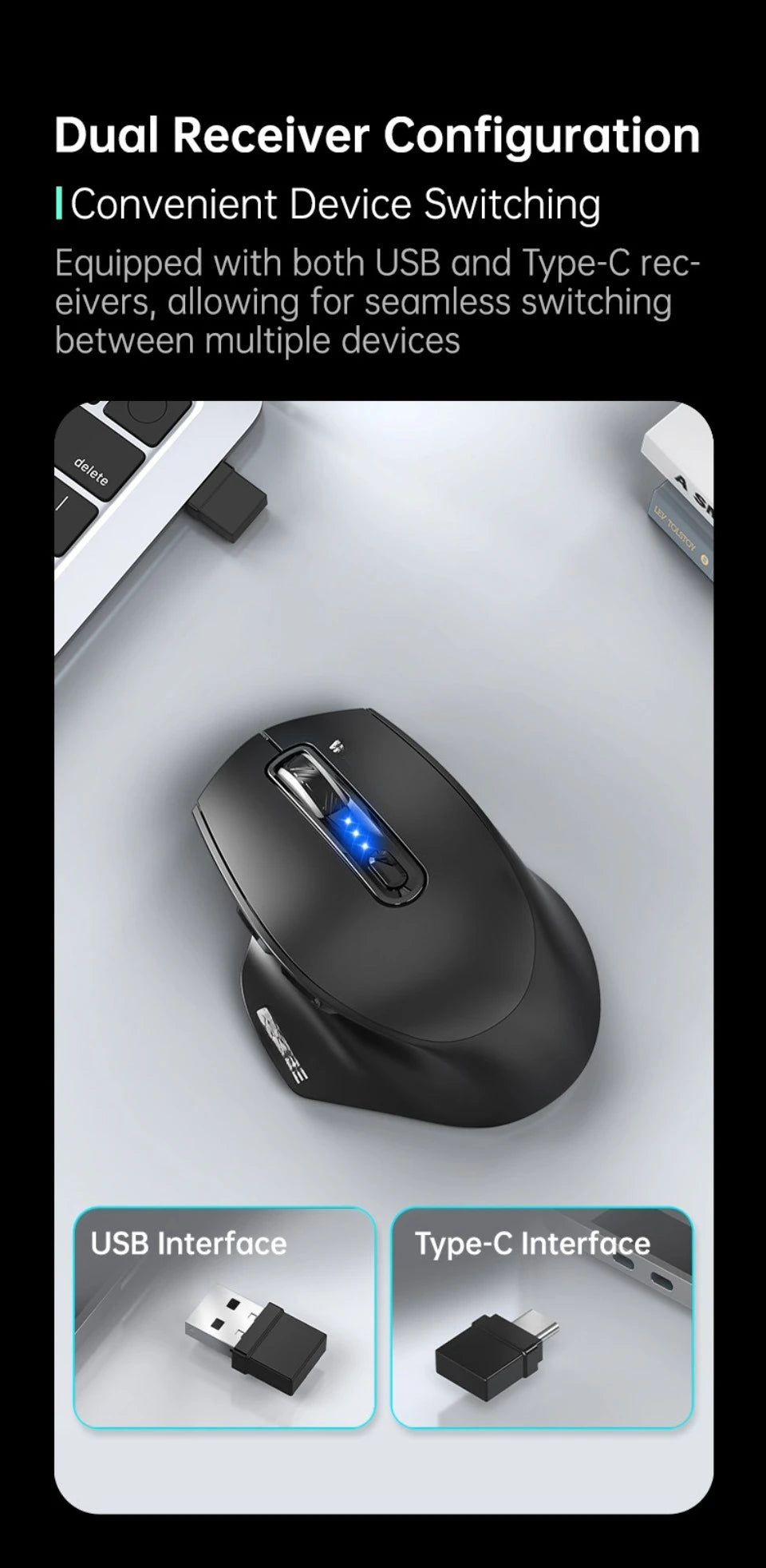 Žična USB miška z RGB-osvetlitvijo, tiha, ergonomska, z nastavljivim DPI, za namizni računalnik, prenosnik, PC, pisarno, gaming, dom in vsakodnevno delo