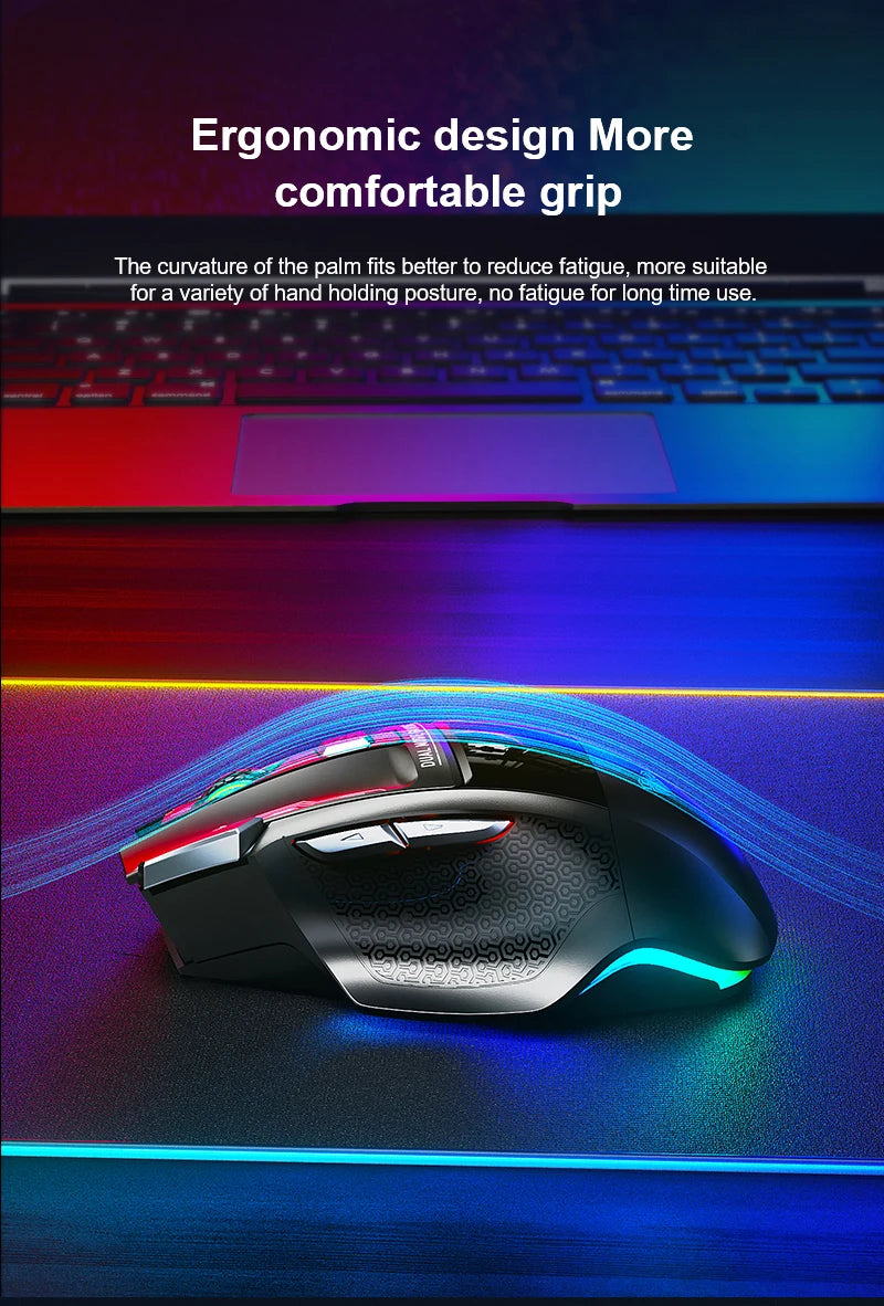 AULA SC550 žaidimų pelė, 2.4G belaidė makro pelė su RGB apšvietimu, ergonomiško dizaino e. sporto pelė, PC priedai