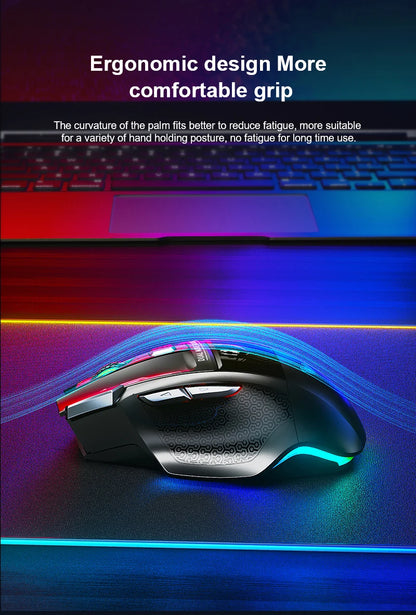 AULA SC550 žaidimų pelė, 2.4G belaidė makro pelė su RGB apšvietimu, ergonomiško dizaino e. sporto pelė, PC priedai