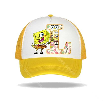 Casquette de baseball Bob l'éponge pour enfants et adultes, imprimé lettres, chapeaux de soleil, anime, dessin animé, casquettes à visière réglable, chapeau décontracté d'été, nouveauté