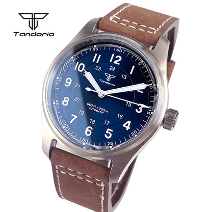 Tandorio Dive 39mm Pilot Men's Stainless Steel Automatic Watch Japan NH35/Miyota 8215/PT5000 AR Sapphire Glass 20BAR Luminous