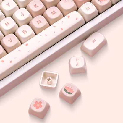 Sakura Pink MOA Keycaps PBT 142 Keys Cream Strawberry for 60/64/84/98/108 Gaming Mechanical Keyboard MX Switch