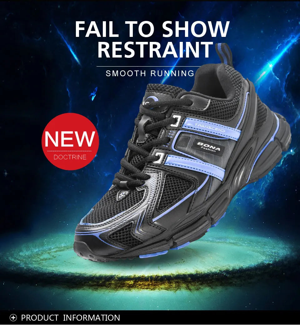 BONA 2023 New Designers Light Running Jogging Mesh Shoes Breathable Comfortable Men Sneaker Casual Outdoor Sport shoes Man Mesh