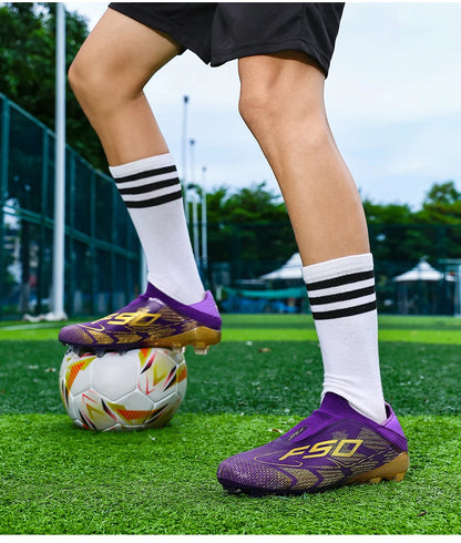 Botas de fútbol para hombre, antideslizantes, para niños, para exterior, zapatillas de fútbol superventas, para partido sobre césped, de alta calidad, con tacos, de caña alta y ligeras