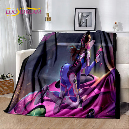 Меко плюшено одеяло Overwatch Game Gamer DVA Reaper, фланелено одеяло за хол, спалня, легло, диван, пикник, дете, 3D