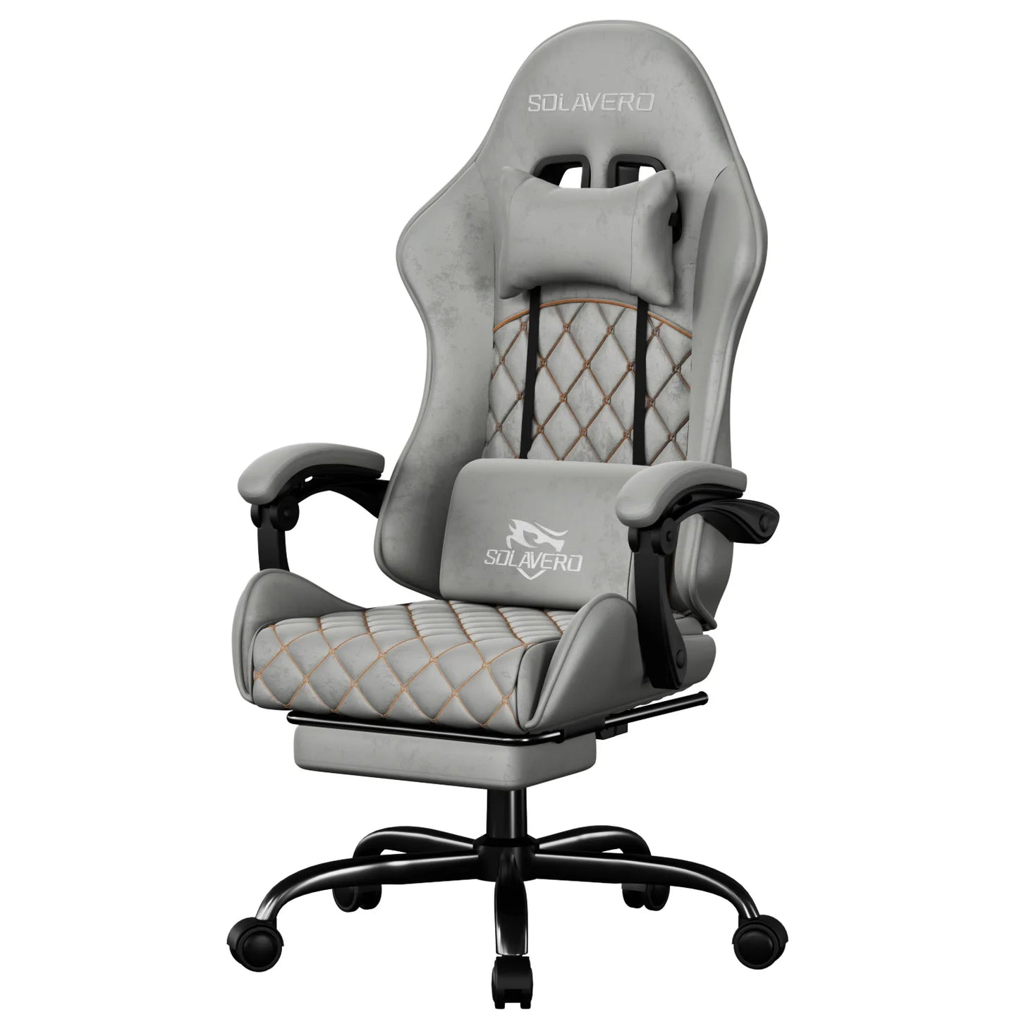 Massage Gaming Chair, Computer Office Chair with Comfy Fabric, Height Adjustable Game Chair with 360° Swivel Seat and Headrest