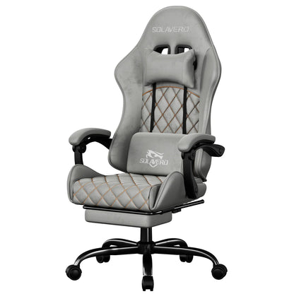Massage Gaming Chair, Computer Office Chair with Comfy Fabric, Height Adjustable Game Chair with 360° Swivel Seat and Headrest