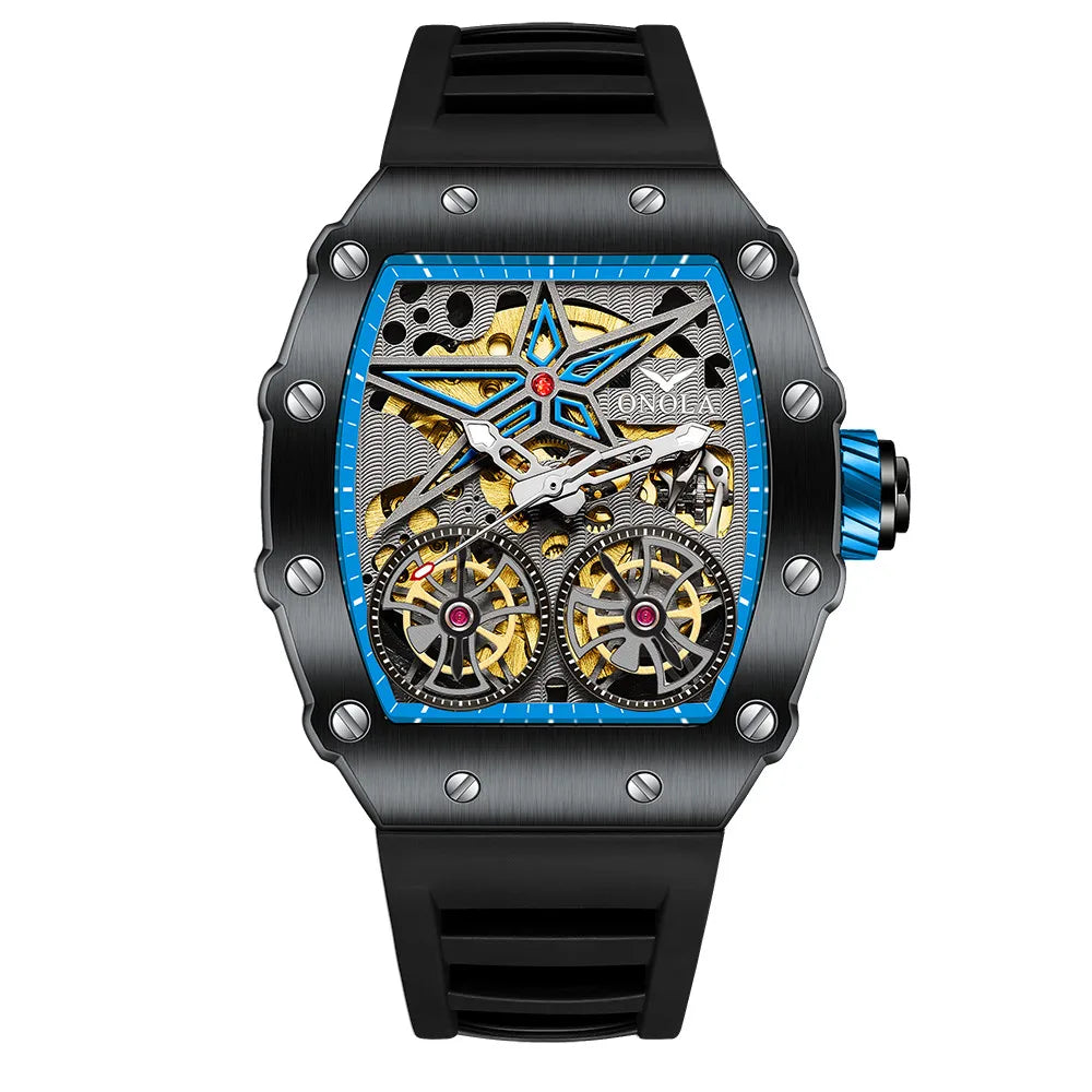 2022 New ONOLA Men Watch Automatic Mechanical Watch for Men Business Sport Wristwatch Luminous Waterproof Leather Belt Clock