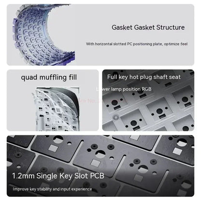 Ajazz Ak820 Pro Fessional Mechanical Keyboard Tft Screen Multifunctional Knob Game Keyboard 3 Mode Hot Plug Rgb Pad Office Gift