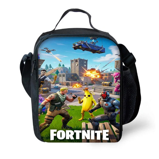 F-FortniteS isolierte Kindertasche mit großem Fassungsvermögen für Jungen, angesagtes Spiel, Mädchen, Schüler, Outdoor-Picknick, wiederverwendbare Thermo-Kühltasche für das Mittagessen