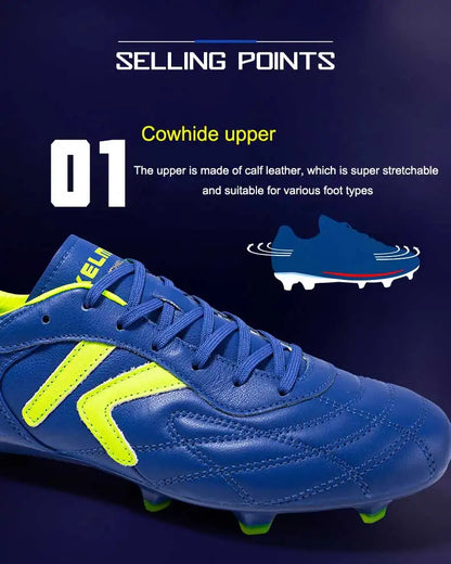 KELME FG jalkapallokengät, alkuperäiset naudan nahasta valmistetut miesten lenkkarit, ammattikäyttöön sopivat, luistamattomat urheilu- ja harjoitusjalkapallokengät ZX80011018