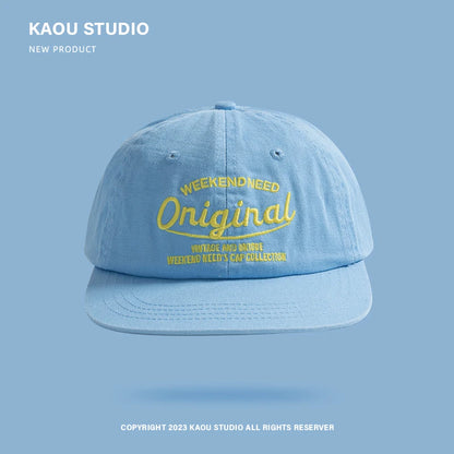 Baseballkappe für Frühling und Herbst, Soft-Top-Stickerei, für Damen und Herren, universell kombinierbar, Street-Tide-Marke, Schirmmütze mit breiter Krempe als Sonnenschutz