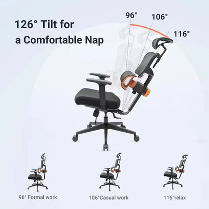 NEWTRAL NT001 Ergonomic Office Chair with Auto-Following Lumbar Support, 3 Recline Angle, Adjustable Backrest Armrest Headrest