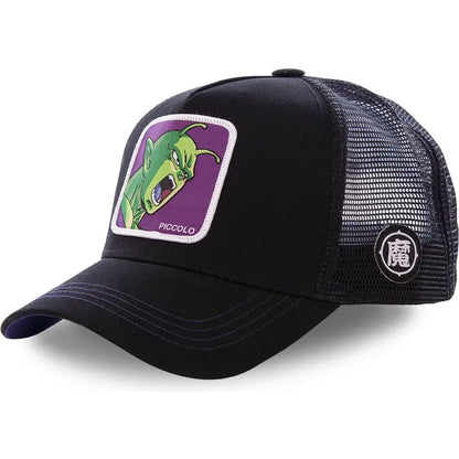 Dragon Ball Son Goku-Kappe, Sommer-Reisekappe mit Schirm, Herren-Kappe mit Stickerei, im Hip-Hop-Stil, Sonnenvisier, verstellbare Trucker-Kappe aus Netzstoff