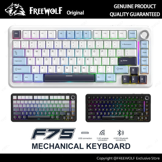 F75 Mechanical Keyboard FREEWOLF * AULA F75 Bluetooth Three-mode Keyboard,Dedicated for Gaming and Office Use