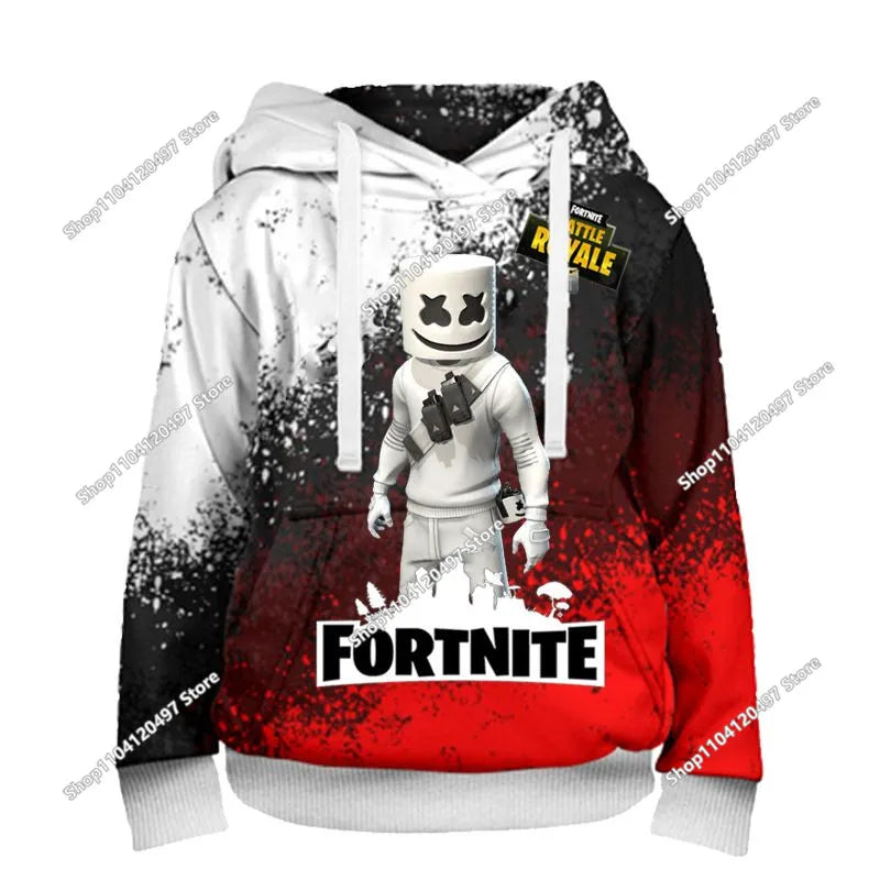 Παιδικές μπλούζες με κουκούλα Fortnite Cartoon, casual φούτερ με κουκούλα για το φθινόπωρο, ανδρικά μαλακά φούτερ με τσέπη, φαρδιές ανδρικές μπλούζες με μακριά μανίκια