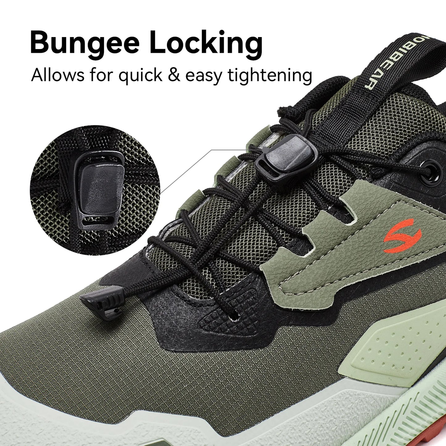 HOBIBEAR Unisex Running Shoes, Elastic Band Hiking Sneakers, Lightweight Breathable Casual Shoes