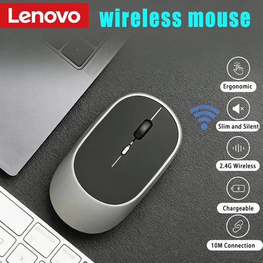 Lenovo belaidė pelė, įkraunama per USB, ergonomiška, reguliuojamas DPI, tyli biuro pelė, 2.4G Bluetooth optinė elektrinė pelė žaidimams ir biurui