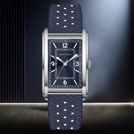 Specht & Söhne New fashion 28MM Square Watch For Men VH31 Movt Sports Watches Blue Stainless Steel Sapphire Crystal Waterproof
