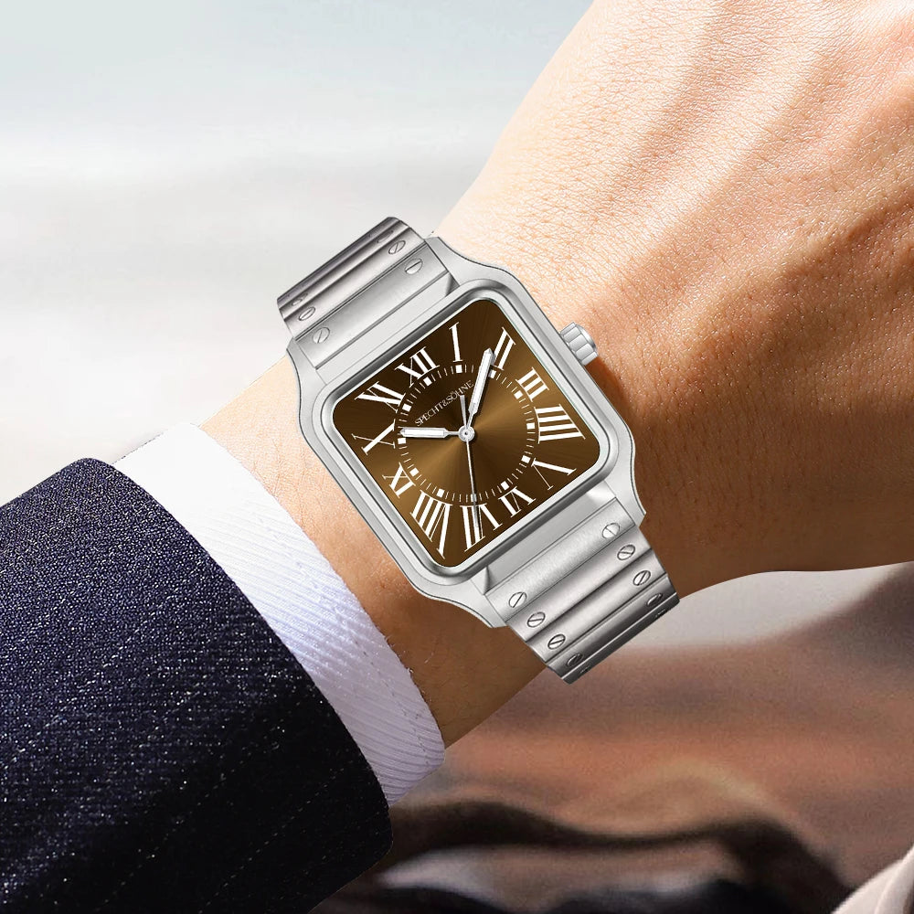 2025 New 34MM Specht & Söhne Quartz Watches Japan VH31 Movt Sapphire Blue Color Ultrathin Stainless Steel Relogio Masculino