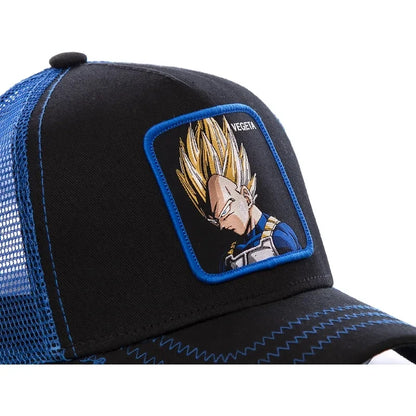 Dragon Ball Son Goku-Kappe, Sommer-Reisekappe mit Schirm, Herren-Kappe mit Stickerei, im Hip-Hop-Stil, Sonnenvisier, verstellbare Trucker-Kappe aus Netzstoff