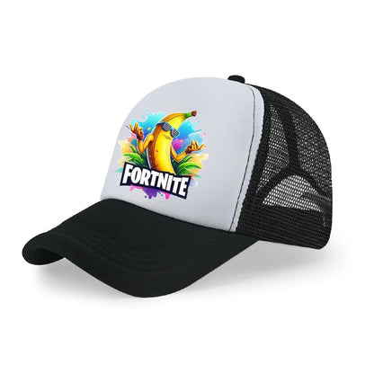 Fortnite-baseballkasket med tegneserieagtigt spilprint til børn, åndbar mesh-sommerkasket med justerbar skygge, fødselsdagsgave til børn