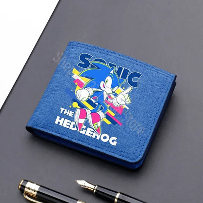 Sonics Mens Purses Men Wallets Cartoon Anime Graphic Print Cute Purse Portable Large Capacity Card Packs Birthday Party Gifts