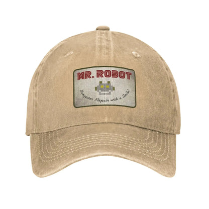 Computer mit Sourires Anime Funny Mr Robot Individuell gestaltete Retro-Cowboy-Baseballkappen für Herren aus Denim, Sonnenhut, Hip-Hop-Kappe