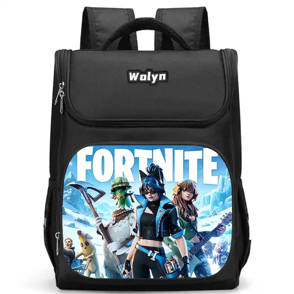 School Backpack With Multi Compartment ,Large Cartoon Fortnite School Bags For Boys & Girls,Durable Child Backpack For Aged 5-10