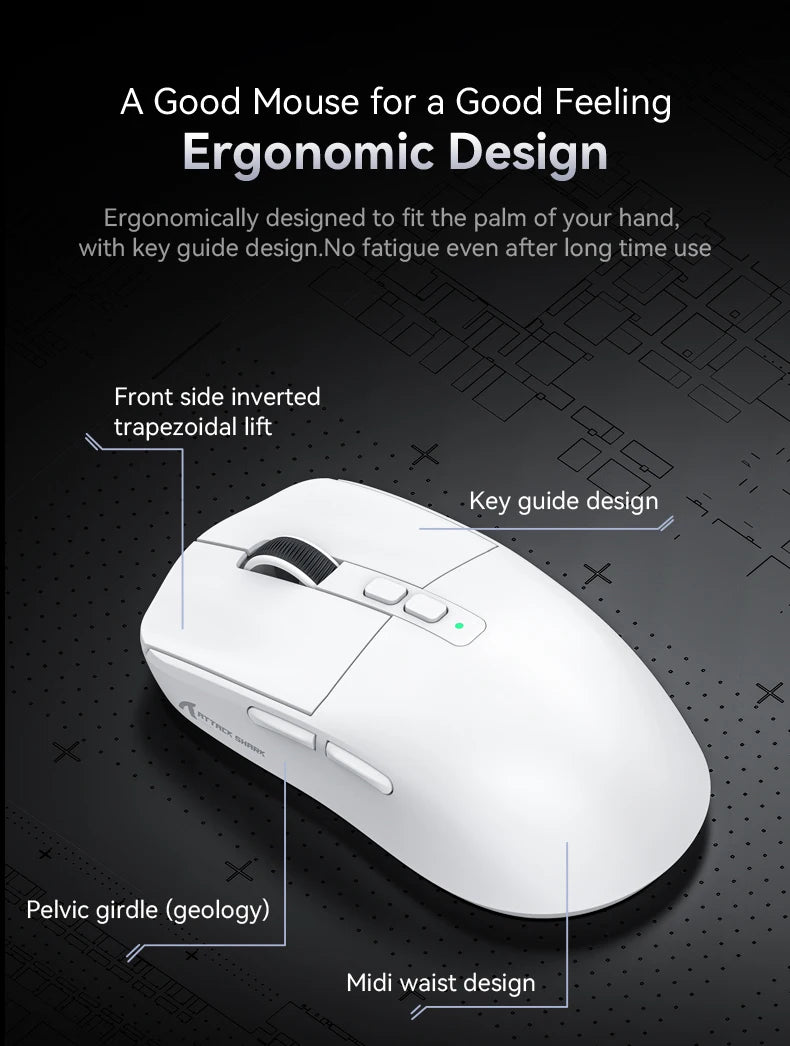 ATTACK SHARK X6 Tri-mode Gaming Mouse with Magnetic Charging Dock, PixArt PAW3395 Sensor, 26K DPI, 49g Ultralight, for PC/Mac