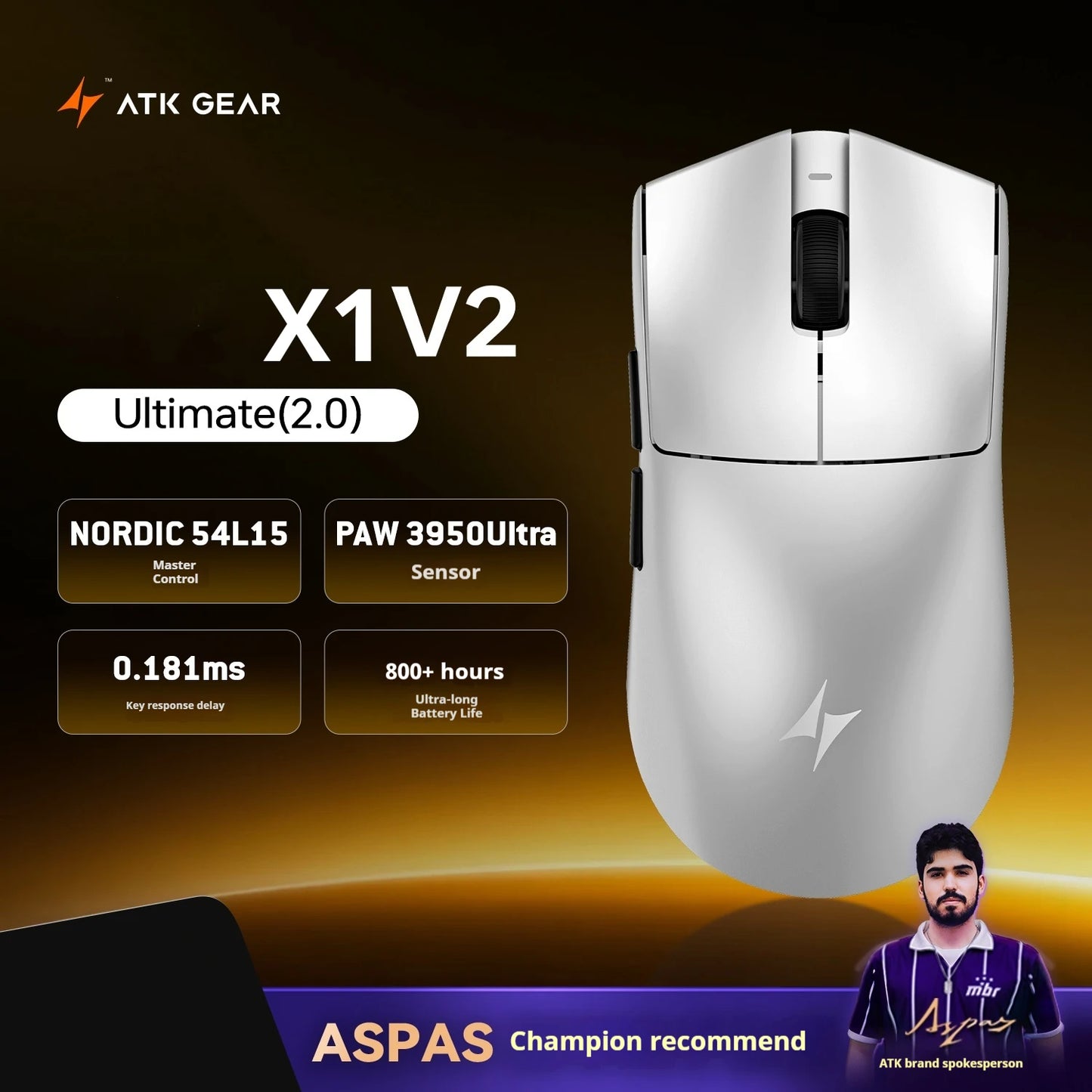 ATK X1 V2 Ultimate 2.0 -hiiri, langaton, Paw3950, ultrakevyt 54g, 750ips, 0.163ms matala viive, 650ips, uusi pelitarvike lahjaksi