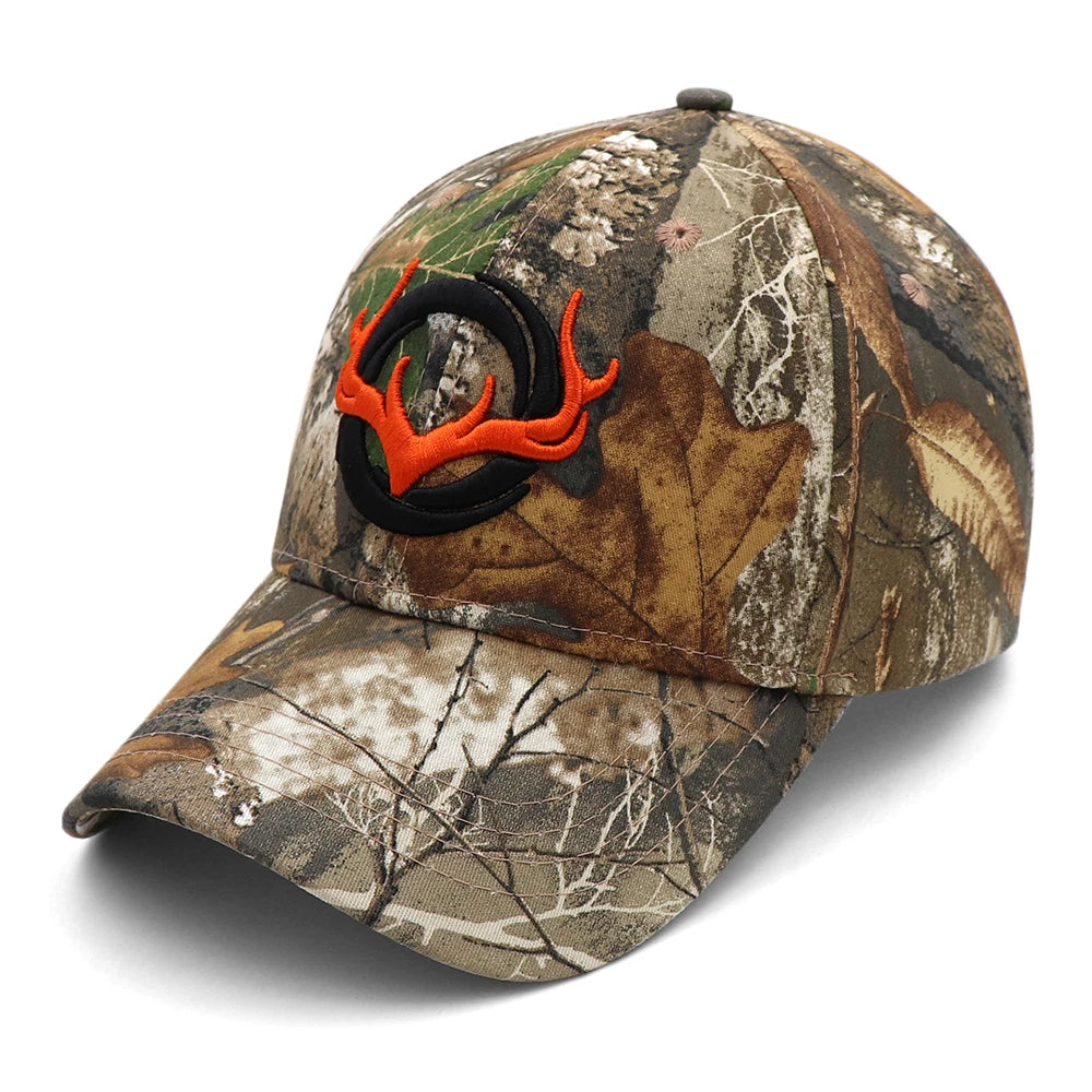 KOEP - Nouvelle casquette de baseball camouflage - Casquettes de pêche pour hommes - Chapeau de chasse camouflage pour les activités de plein air - Chapeau de jungle - Casquette de randonnée avec tête de cerf en 3D