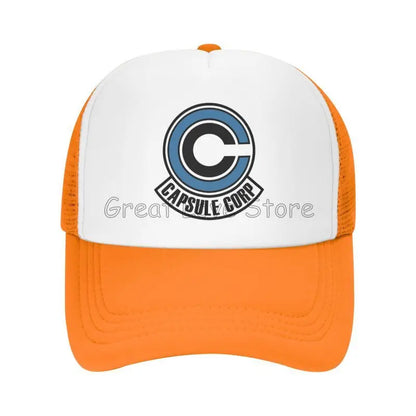 Capsule Corp Mesh-baseballkepsar Unisex Hip-Hop-truckerhatt Anime DBZ Dad Hat Justerbar racingkeps Sommartrucker Snapback-kepsar