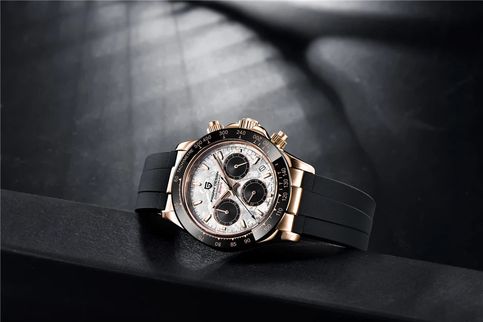 PAGANI DESIGN V2 40MM Relógio masculino de quartzo com mostrador meteorito, safira, cronógrafo retro, impermeável para homem