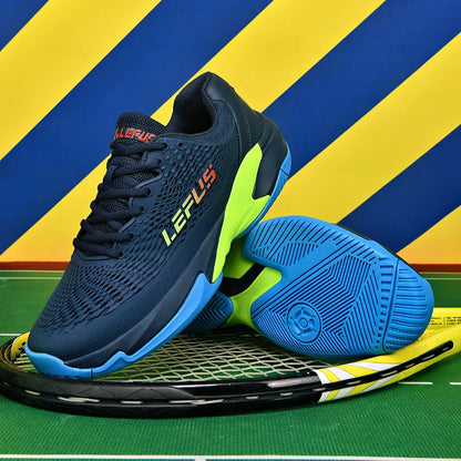 Men's and Women's Large Sizes Breathable Tennis Shoes Blue and Gray Gym Walking Badminton Sneakers